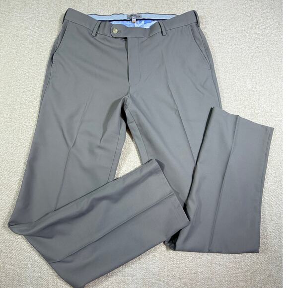 Peter Millar Men’s 34x32 Gray Flat Front Performance Dress Golf Pants Slacks - Picture 1 of 9